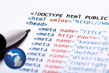 web site HTML code - with Michigan icon